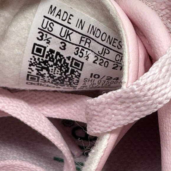 Adidas J "Clear Pink Court Green" Low Top Sneakers Kids 3.5 - Picture 8 of 9
